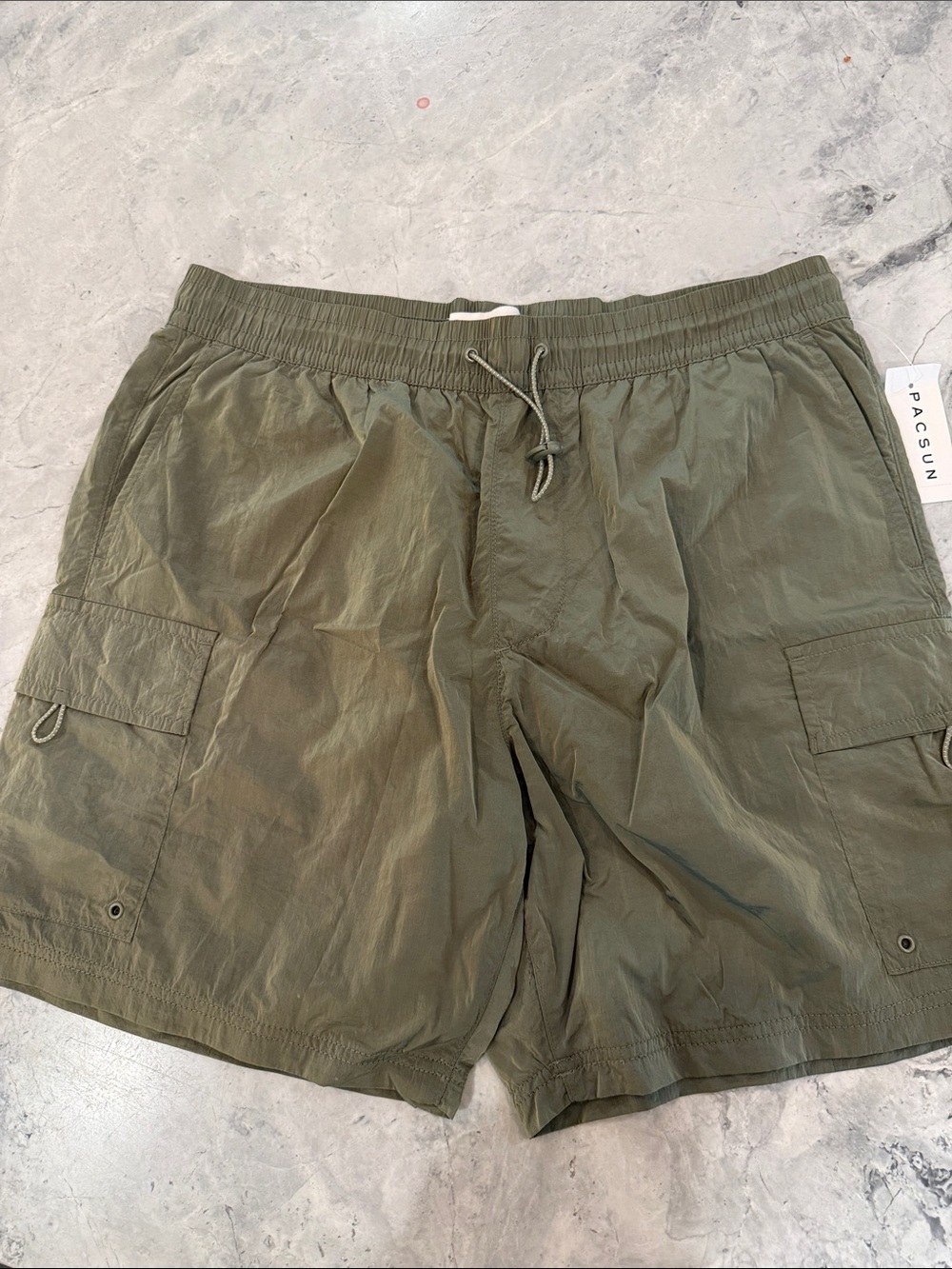 PacSun Olive Green Volley Shorts with Drawstring Waist